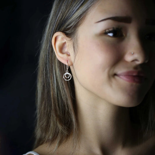 Hammered Double Circle Earrings