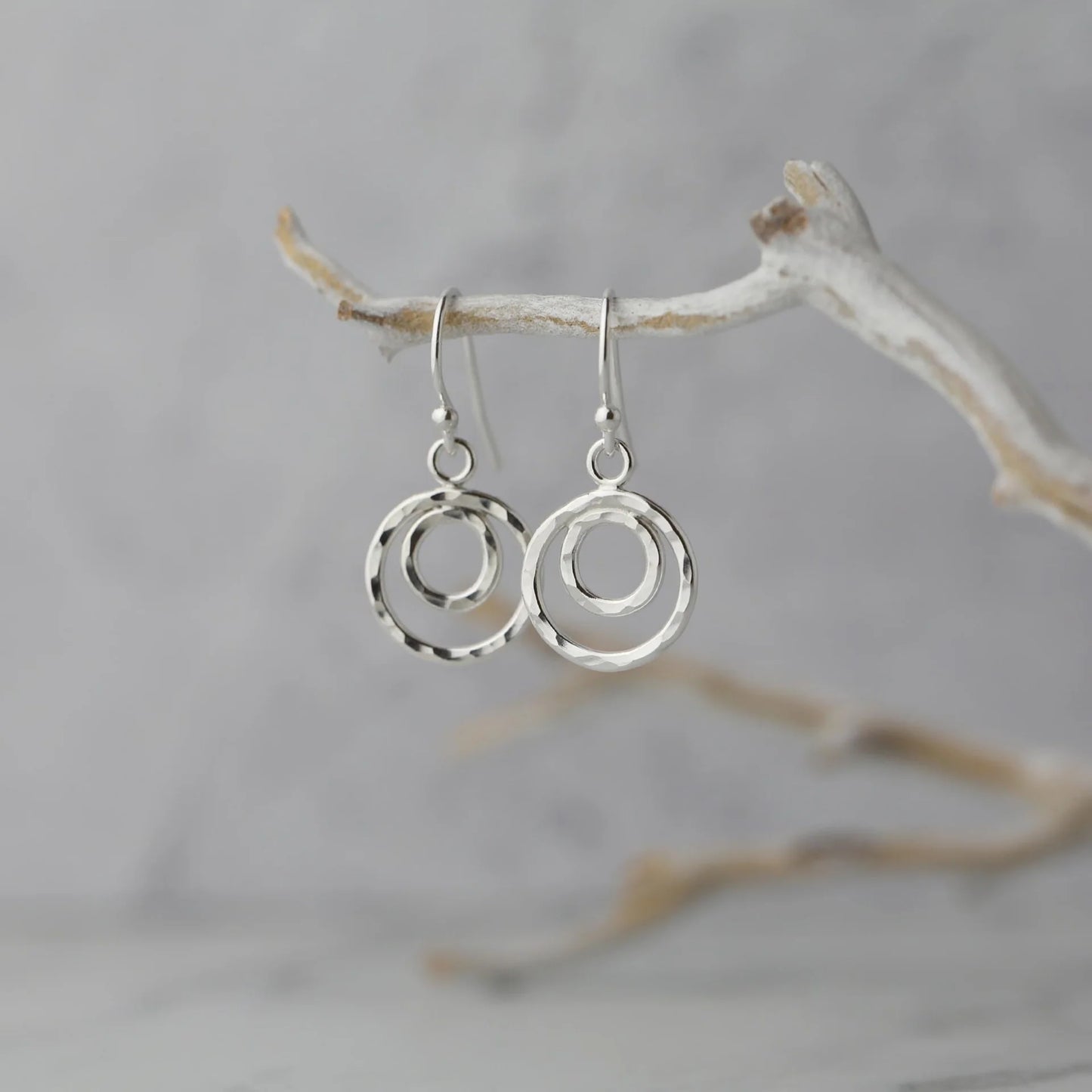 Hammered Double Circle Earrings